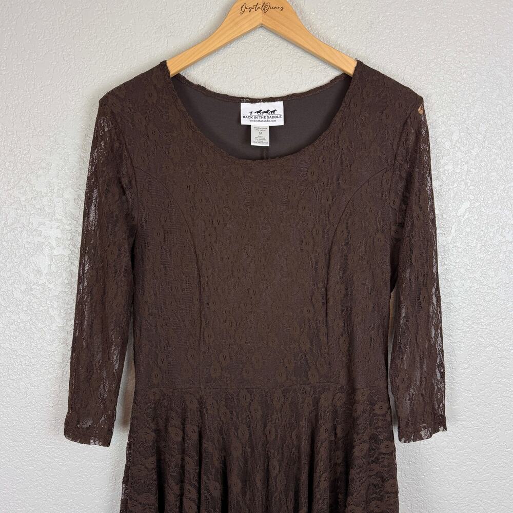 Back in the Saddle Heirloom Lace Lined Dress Brown M Boho Cowgirl Whimsigoth EUC - Picture 4 of 10